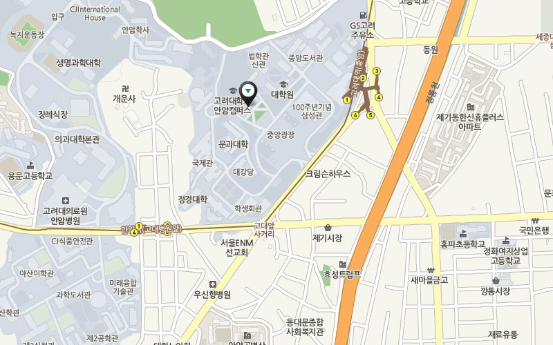 고려대학교 안암캠퍼스 지도